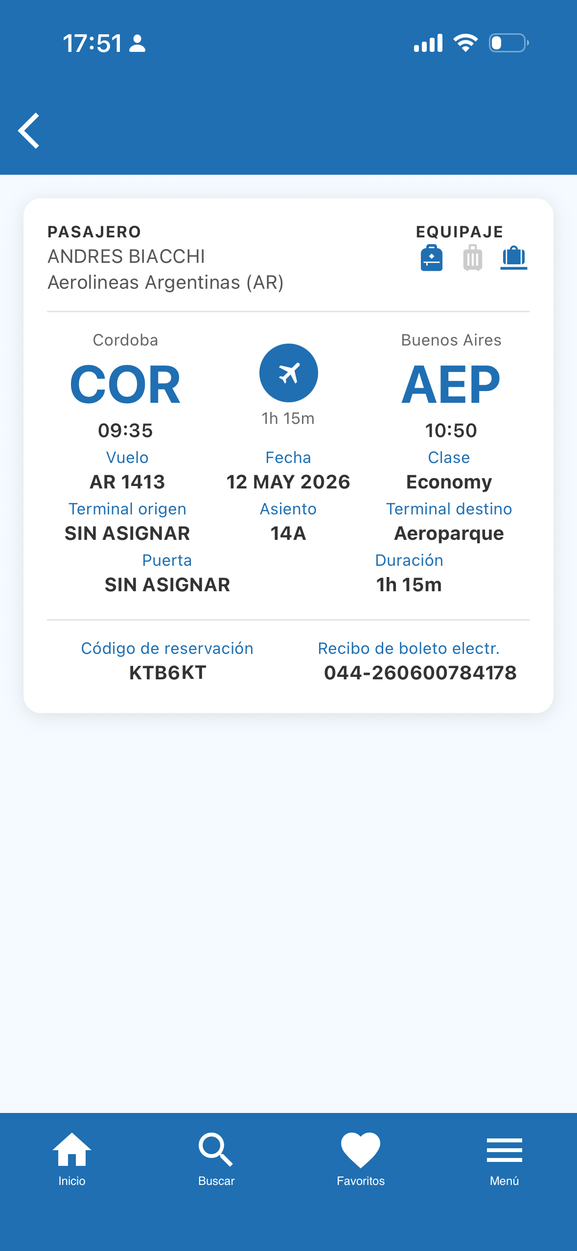 Vuelo detectado y cargado